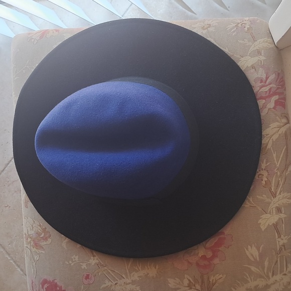 Stetson Women Wool 2tone Fedora black&blue with bow. S - Picture 3 of 8